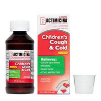 Children’s BACTIMICINA Cough and Cold Liquid, Cough Suppressant/Antihistamine, Ages 6 and Over, Natural Strawberry Flavor, Made in USA 4 FL OZ.