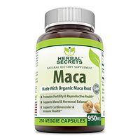 Herbal Secrets Organic Maca 950 mg, 250 Veggie Capsules (Non-GMO) - Gelatinized for Enhanced Bioavailability - Supports Healthy Mood, Hormonal Balance, Cardiovascular Health & Immune Health*