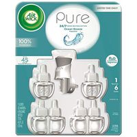 Air Wick Pure 24/7 Odor Neutralization Scented Oil, 6 Refills and 1 Warmer, Ocean Breeze