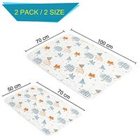JALPC 2 Pack - Isolation Urine Pad Mat, 5-Layer Washable and Reusable Incontinence Bed Underpads Breathable Deluxe Gauze Cotton Waterproof Sheet Diaper Pad Little Umbrella Printed