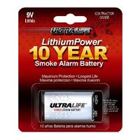 Ultralife U9VLJPXC Lithium Battery, 9V, For Smoke/CO Detector - 1 Piece Retail Card