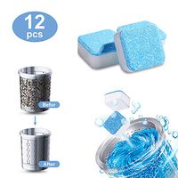 Solid Washing Machine Cleaner Effervescent Tablet Washer Cleaner Washer Cleaning Tablets Deep Cleaning Remover with Triple Decontamination High Efficiency for Drum Washer Home Kitchen Bath Room, 12pcs