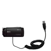 Gomadic USB Charging Data Coiled Cable Designed for The Sony HDR-CX405 / HDR-CX440 Will Charge and Data sync with one Unique TipExchange Enabled Cable