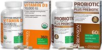 Probiotic 50 Billion CFU + Prebiotic with Apple Polyphenols & Pineapple Fruit Extract + High Potency Vitamin D3 10,000 IU
