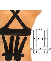 2-Pack - Kindmax Precut Lower Back Support (Black) - Kinesiology Tape for Low Back Pain