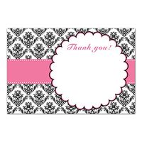 30 Blank Thank You Cards Notes Pink Black Baby Bridal Shower Birthday + 30 White Envelopes