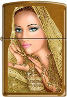 Zippo Exotic Woman Bride Princes With Golden Veil Toffee Lighter NEW Rare