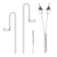 Radiation Free Air Tube Headphones Aluminum Metal Earbuds with Microphone and Volume Control (White)