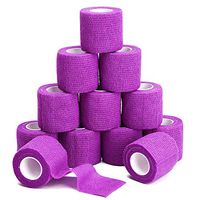 TOBWOLF 12PCS Self Adhesive Cohesive Bandage, 2"x5yd / 5cmx4.5m Elastic Cohesive Bandage Wrap Gauze, Breathable Medical First Aid Tape for Wrist, Ankle, Knee, Leg Sprains & Swelling - Purple