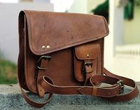 DHK Stylish Men's Genuine Leather Brown Shoulder Messenger Passport Bag Murse medium Business Work Briefcase Carry IPad Book College School