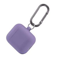 Eve.Ruan Summer Color Simple Soft Silicone Case, Anti-Lost Protective Cover Skin Case for AirPods 1/2, Shock Absorbing Design&Charging Hole Design&Metal Buckle, Suit for Hiking/Running (Purple)