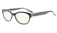 Eyekepper Computer Readers Cat Eye Reading Glasses Blue Light and Glare Blocking, Amber Tinted Lenses (Checkers,+1.25)