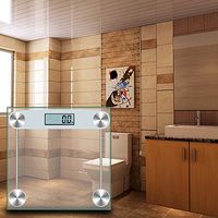 Iusun Digital Body Weight Scale, Bathroom Home Weight Scale with Body Tape Measure, Tempered Glass, 150KG/330 Pounds Scales - Ship from USA (Silver)