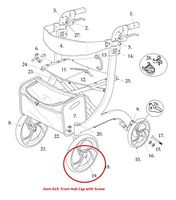 Front Hub Cap with Screw for Drive RTL10266 Nitro Rollator Walker (Fits Serial # Prior to 2A1606301542)