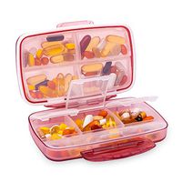 Portable Travel Medicine Organizer, Vitamin Pill Box Case Moisture Waterproof, Large Compartments Pill Dispenser to Hold Plenty Daily Medication, Supplements, Fish Oil Dose