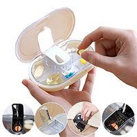 Worldlife Pill Case with Pill Cutter for Small Pills, Moisture-Proof Design, Medication Cutter, Pill Splitter w/Storage (White)