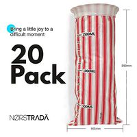 Disposable Vomit Bags- Stripe Design 20 Pack, Travel Motion Sickness, Throw Up Emesis Bag, Large 1500mL, Sealable Car Sickness Bags for Kids, Adults, Pregnancy or Medical.