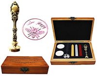 MNYR Bee Happy Luxury Wood Box Bronze Metal Peacock Wedding Invitations Gift Cards Paper Stationary Envelope Seals Custom Logo Wax Seal Sealing Stamp Wax Sticks Melting Spoon Wood Gift Box Kit