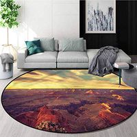 RUGSMAT Canyon Machine Washable Round Bath Mat,Retro Style Mountains View Coffee Table Mat Non-Skid Living Room Carpet Round-59