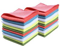 SINLAND 5 Color Assorted Microfiber Dish Cloth Best Kitchen Cloths Cleaning Cloths with Poly Scour Side 12Inchx12Inch 20 Pack (Pinkx4+bluex4+whitex4+yellowx4+greenx4)