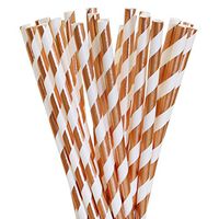 Shinny Foil Paper Straws (rose gold foil stripe, 50)