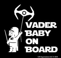 TIE Advanced X1 - Vader Baby On Board Decal Vinyl Sticker Graphics|UR Impressions|for Car Truck SUV Van Wall Window Laptop|White|5.5 X 5 Inch|URI514