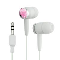 Pink Camouflage Army Soldier Novelty in-Ear Earbud Headphones - White