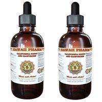 Organic California Poppy and Hawthorn Liquid Extract, California Poppy (Eschscholzia Californica) and Hawthorn (Crataegus Laevigata) Tincture, Herbal Supplement, Hawaii Pharm, Made in USA, 2x4 fl.oz