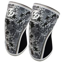 Elbow Sleeves (Pair) -Support & Compression for Crossfit, Weightlifting, Powerlifting, Basketball and Tennis - 5mm Neoprene Brace for Both Women & Men (Large, Black & Camo Grey)