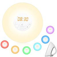 Sunrise Alarm Clock,Hallomall Wake Up Light with 6 Nature Sounds, FM Radio, Bedside Sunrise Simulator Clock Radio with 7 Colors Night Light Brightness Adjustable, Touch Control