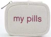 Miamica Trendy Canvas and Pink Glitter Sequin "My Pills" Pill Case Weekly Vitamins Travel Organizer Box