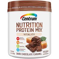 Centrum Nutrition Protein Powder Mix Vitality, Dark Chocolate Caramel Flavor | Gluten Free, Vitamins, Minerals, Superfood & Antioxidants | 19.7 Oz, 16 Servings