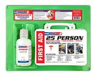 Rapid Care First Aid 661755 16 oz Eye Wash Station with First Aid Kit (166 Piece for 25 Person), OSHA/ANSI & FDA Compliant, Wall Mountable, 17" x 10 3/8" x 3 1/2"