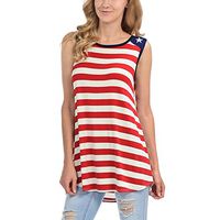 Fourth of July Tanks Bxzhiri Women’s American Flag Sleeveless Loose Fit Camisole Tunic Vest Red