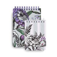 Vera Bradley Purple Floral Spiral Jotter Notepad Set with 1 Large Notepad and 1 Small Notepad, Lavender Meadow