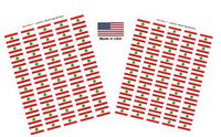 Made in USA! 100 Country Flag 1.5" x 1" Self Adhesive World Flag Scrapbook Stickers, Two Sheets of 50, 100 International Sticker Decal Flags Total (Lebanon)