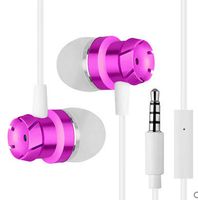 in-Ear Earphones, Licoers Universal 3.5mm Wired Metal Earbuds Nylon Wire in Ear Headphones with Mic and Case Bass Stereo Noise Isolating Ear Buds Inear Earphones (Rose)