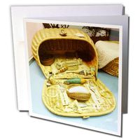 3dRose Vintage Fishing Basket - Greeting Cards, 6 x 6 inches, set of 12 (gc_21025_2)