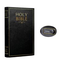 Real Pages Portable Diversion Book Safe with Combination Lock - Hollowed Out Book with Hidden Secret Compartment for Jewelry, Money and Cash (Bible) (Small, Combination Lock)