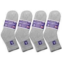 Falari 6 or 12-Pack Diabetic Socks Ankle Unisex Physicians Approved Socks (9-11 Women/Men Size, 12-Pack Grey)