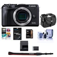 Canon EOS M6 Mark II Mirrorless Digital Camera Body, Black - Bundle with 32GB SDHC Card, Camera Case, Cleaning Kit, Screen Protector, PC Software Package
