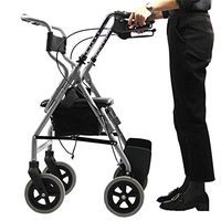 Lqdpdd Lightweight Folding Four Wheel Rollator Walker with Padded Seat, Folding Rollator Walker 4 Wheel Rolling Walker with Seat & Bag Mobility Aid for Elderly & Handicap