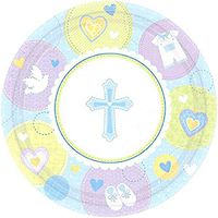 Amscan Sweet Christening Round Plates , 18 Ct.| Party Tableware