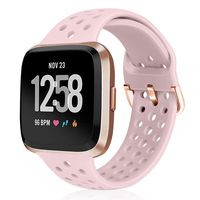 XFYELE Sport Band Compatible with Fitbit Versa/Versa 2 / Versa Lite/SE, Soft Breathable Silicone Strap Replacement Wristband with Multiple Colors for Men Women (Pink Sand)