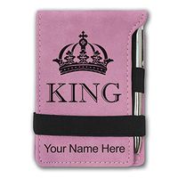 Mini Notepad, King Crown, Personalized Engraving Included (Pink)