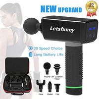 Deep Tissue Percussion Massager with Carrying Case Massage Gun for Pain Relief, Handheld Cordless Electric Full Body Muscle Massager Device with 30 Adjustable Speed, 5 Attachments