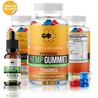 Herbal Science Premium Hemp Gummies: 7500mg Natural Hemp Extract Candy Supplement for Pain, Anxiety, Sleep, Stress, Memory, Mood - 60 Fruity Gummy Bears and 250mg Hemp Oil Extract Drops