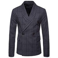 BBT-Shop Men's Suit Jacket Blazer Charm Coats Checked Double-Breasted Button Lattice Sweater Blouse Long Sleeve Tailcoat Overcoat Top Business Praty Suit Pant Set Autumn Winter Coat Outwear