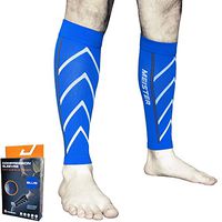 Meister Graduated 20-25mmHg Compression Running Leg Sleeves for Shin Splints (Pair) - Blue - Large