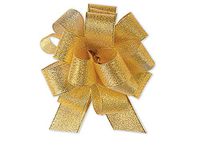 Pack of 12, Solid Metallic Gold Sparkle Gift Pull Bow 4-1/2" - 18 Loops - Fabric Gift Bow Great For Christmas, Valentine'S Day, & Weddings